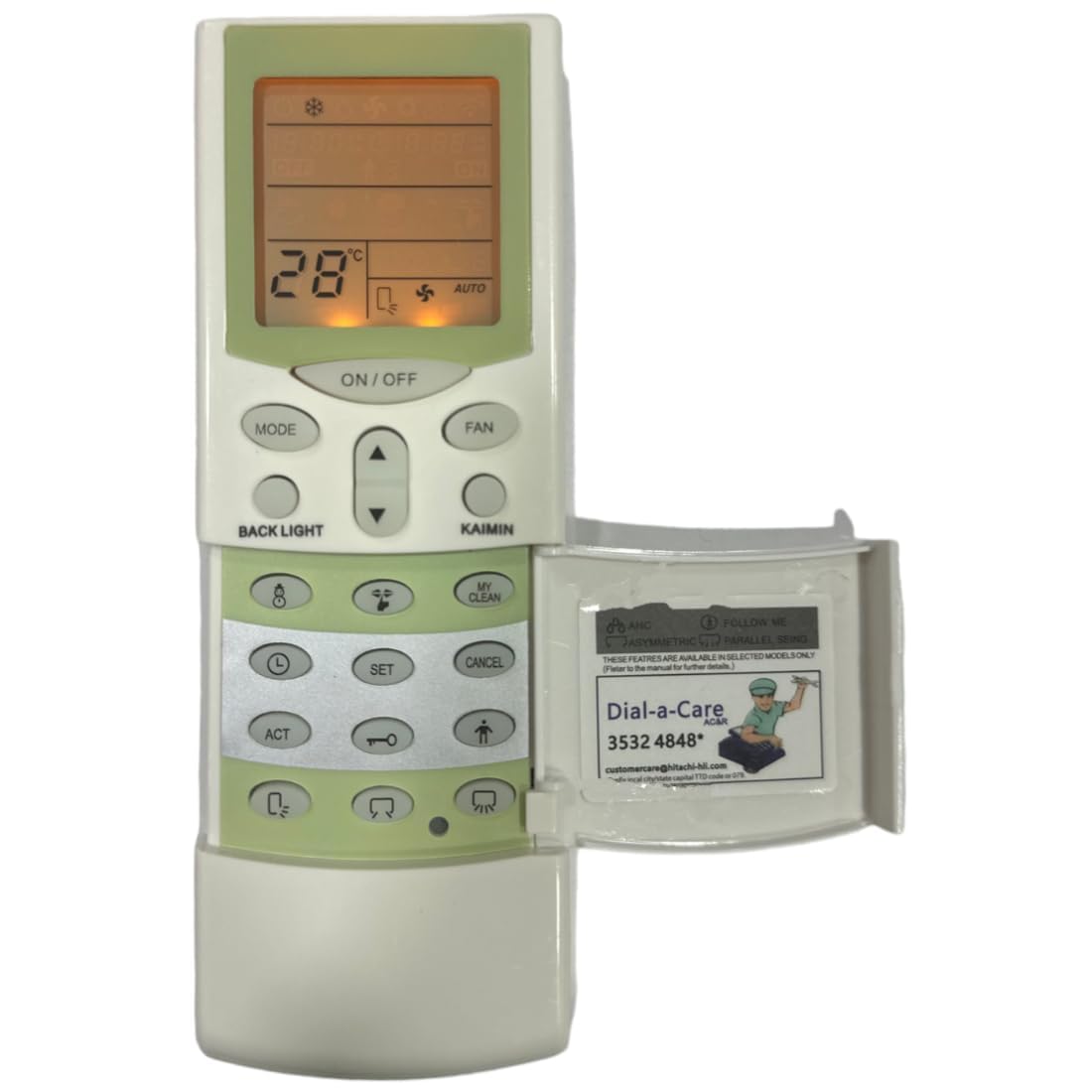 LETHABO Backlight & Timer, Compatible for HITACHI Window AC and Split Air Conditioner (LO287)(Please Match The Image with Your Old Remote)