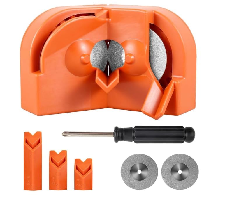 KEWAYO Affûteur de Forets Électrique Portable Orange avec 2 Meules Diamant et 3 Blocs pour Carbure Acier Trempé et Cobalt (Orange)