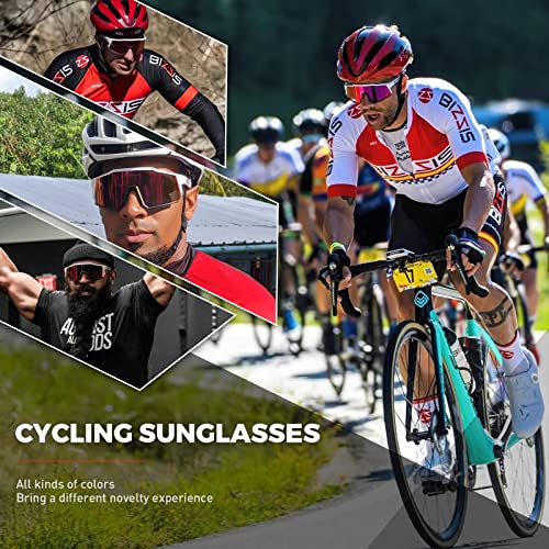 Foto von KAPVOE Polarisiert Fahrradbrille mit 4 wechselgläser TR90 Rahmen für Herren Damen Sport Radfahren MTB Sportsonnenbrille Radbrille Sportbrille Fahren Angeln Baseball Laufen Grün Schwarz K9022