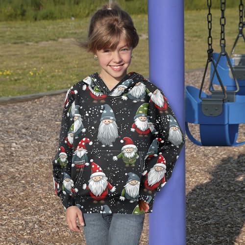 Kids Hoodies Sweaters Christmas Xmas Gnome Dwarfs Hooded Sweatshirts with Big Pockets for Boys Girls B04004524