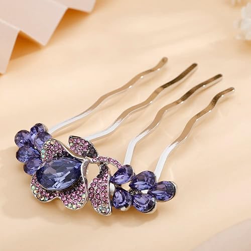 Miniatura 4 de Peines laterales decorativos de cristal con diamantes de imitación brillantes, accesorios para el cabello de boda nupcial para mujeres y niñas