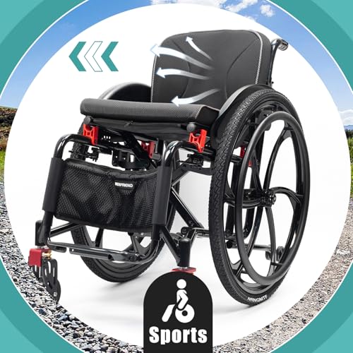 Silla de ruedas deportiva plegable ultraligera, de aleación de aluminio, autopropulsada, con ruedas de liberación rápida