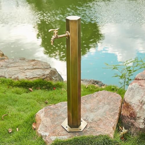 Columna de agua vertical para jardín, grifo de bloqueo anticongelante con soporte de manguera independiente, fuente de patio al aire libre e hidrante de riego para jardín y patio