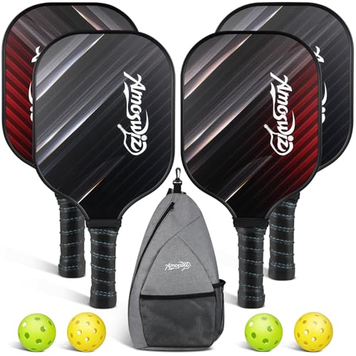 Amoswiz Pickleball Paddle Set of 4 with Backpack Fiberglass