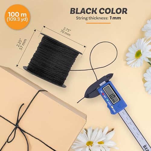 Hilo negro resistente de algodón para tus diseños de macramé y joyería artesanal The Beadsmith 5