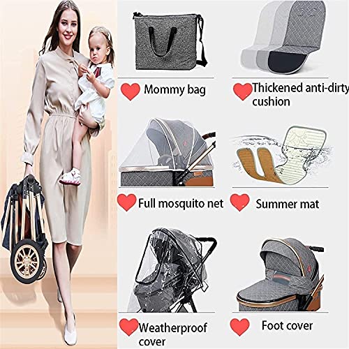 KTOL Kinderwagen Kinderwagen Reissystemen Lichtgewicht Kinderwagens 3 in 1 Kinderwagen voor Pasgeboren Vervoer… - Afbeelding 6