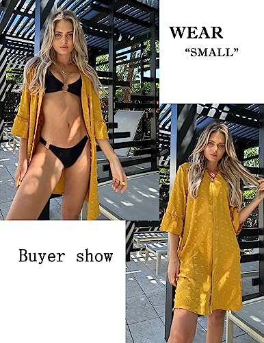 Elesol Women Bathing Suit Cover Ups Beach Shirt Swimsuit Coverup Dress Button Down Summer Cardigan Beachwear #TOP1