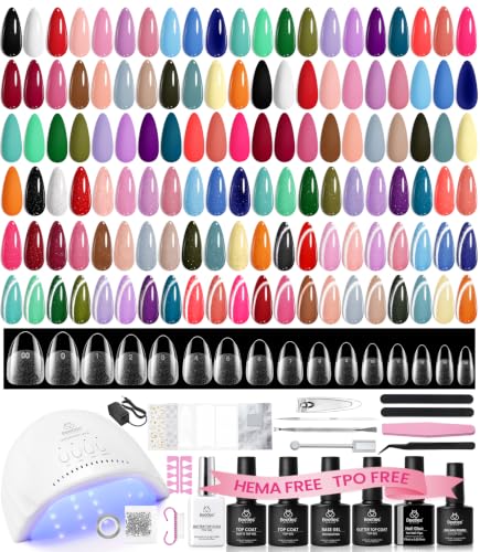 Beetles 60pcs Gel Nail Polish Kit with U V Light 32 Colors and Nail Tips