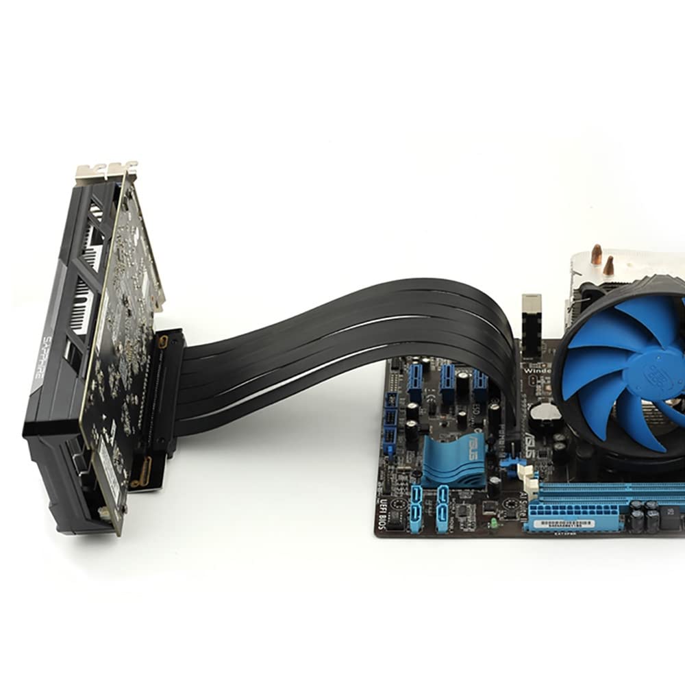 lilila-ree PCI-E 4.0 x16 Extender Riser Cable Extended with No Transmission Speed Loss, Vertical Mounting Gaming/GPU Support up to 4.0/16GB 30cm 90 Degree