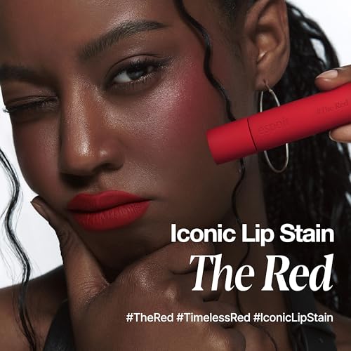 Image of Espoir Iconic Lip Stain The Red - Long Lasting Korean Lip Stain with Hydrating Hyaluronic Acid, High Pigment Red Lip Tint, Lightweight Transfer-Resistant Formula for Smooth, Defined Lips
