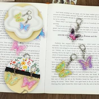 Bewudy 2 Stuks Kristal Vlinder Sleutelhanger voor Vrouwen en Meisjes - Schattige Metalen Accessoire Klein Cadeau voor Sleuteltas Portemonnee