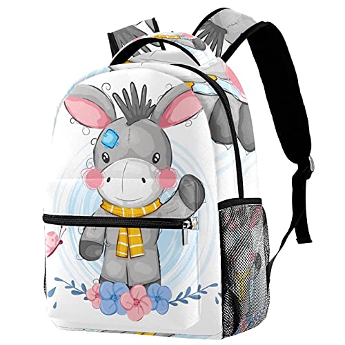 Sac à dos âne en peluche mignon pour enfant avec porte-bouteille pratique