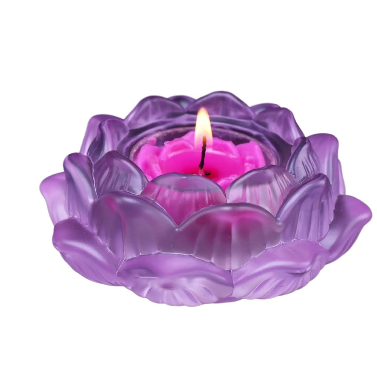 Teelichthalter-Set 3-teiliges Teelicht-Kerzenhalter-Set, Blumen-Kristall, Teeglas, Kerze, Heimdekoration, Party, Wachshalter(Purple)