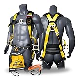 KwikSafety (Charlotte, NC) TYPHOON | ANSI Fall Protection Full Body Safety Harness | Personal Protective Equipment | Dorsal Ring Side D-Rings Grommet Leg Straps Tool Lanyard Bolt Pouch, Construction