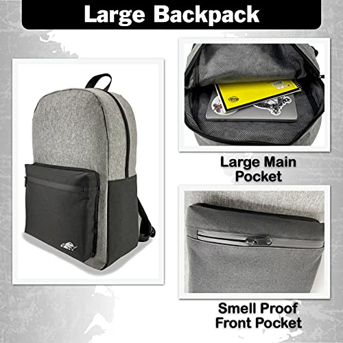 Generic Smoking Turtle: 100 Smell Proof Backpack with Combo Lock, Weather Resistant (Grey & Black),Large2