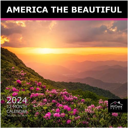 MICASA America the Beautiful 2024 Hangable Monthly Wall Calendar | 12" x 24" Open | Thick & Sturdy Paper | Giftable | Scenic Nature Travel | Stunning Scenes across the Country