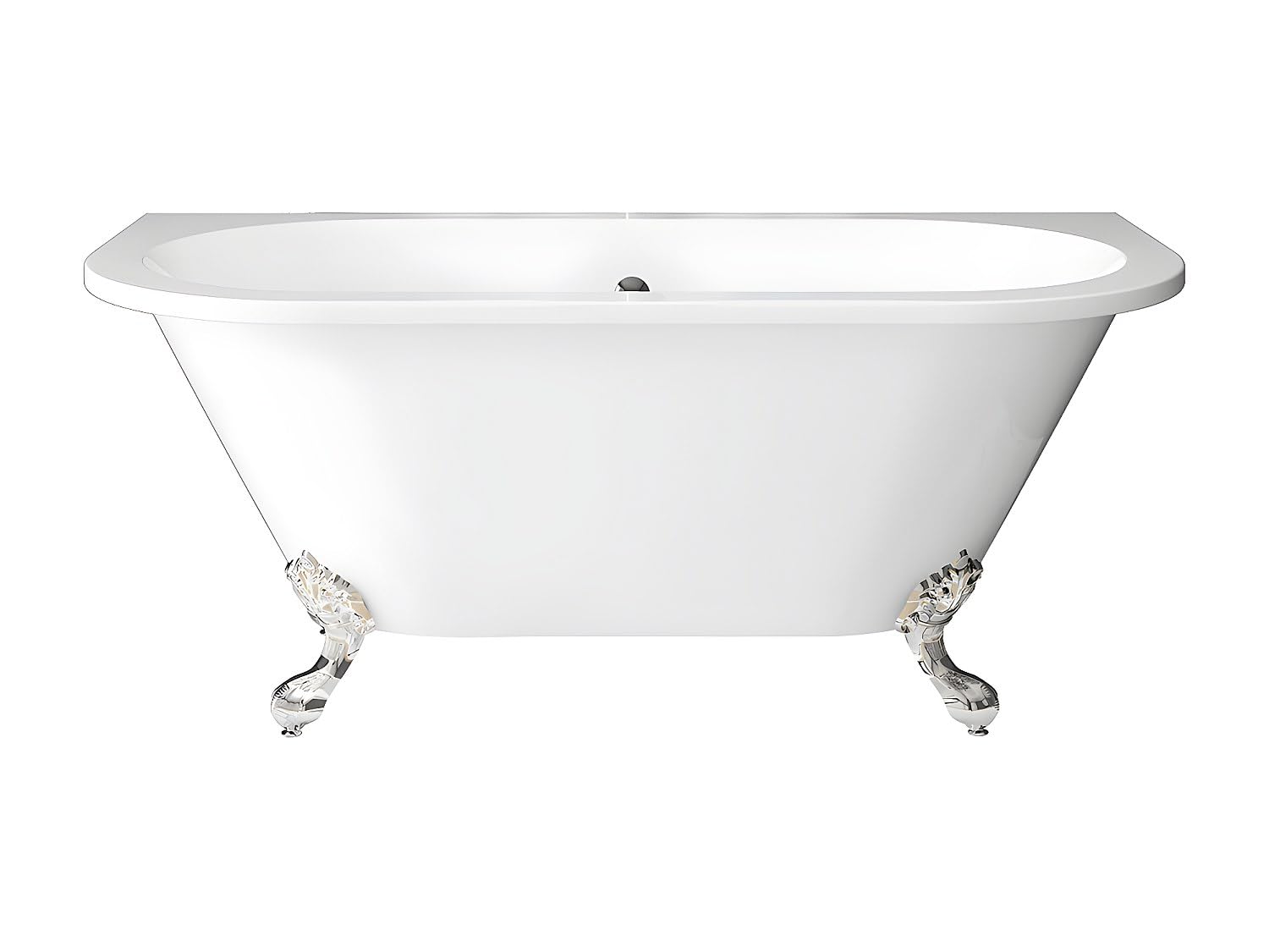 Vente-unique Baignoire Semi-Ólot Retro avec Pieds - 154 L - 150 x 74 x 61 cm - Blanche - Acrylique - SPARUS
