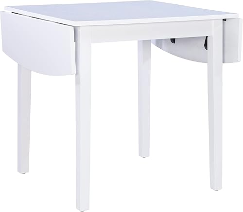 Linon Torino White - Mesa cuadrada de 30 pulgadas, 30 x 48 pulgadas, totalmente extendida