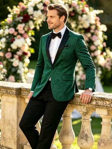 Image of Barry.Wang Velvet Mens Blazer Mardi Gras Sport Coat Brooch Regular Fit Tuxedo Peaked Lapel Suit Jacket Carnival Parade