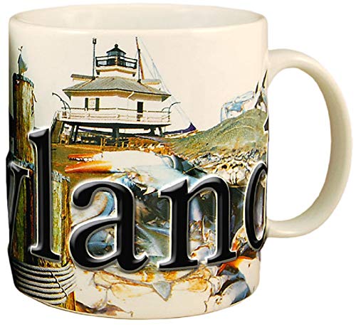 Mug Americaware Maryland 18oz de cerámica blanca miniatura 3