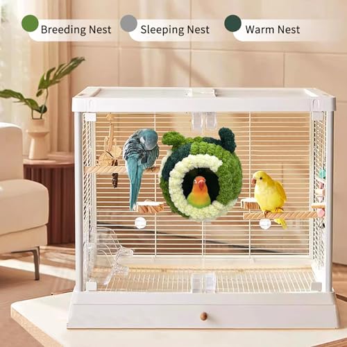 Image of Hamiledyi Bird Nest Warm Snuggle Hut Bird Bed Fluffy Bird Sleeping Bed Parrot Nest Hammock Bird Shed Hut House Plush Snuggle Bird Hammock for Parakeets Cockatiels Conures Lovebirds (Medium)