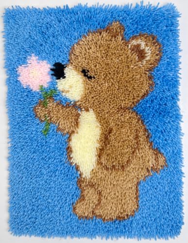 veirousa Teddy Bear Latch Hook Rug Kit for Adults Beginners, 15 x 20 in.