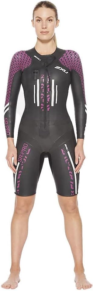 2XU Women's Pro-Swim Run Pro Shorty Wetsuit Black/Very Berry Print