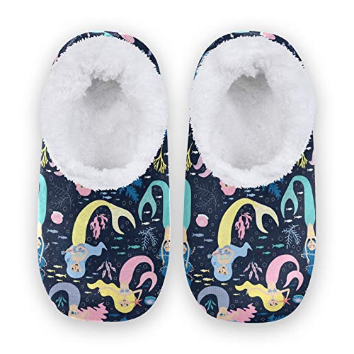 TropicalLife JNlover - Pantuflas para casa con diseño de sirena, con parte trasera cerrada y...
