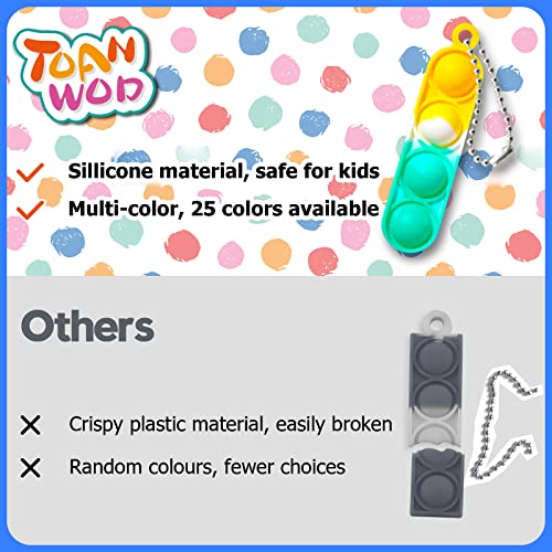 Toanwod Pop Keychain Bulk Fidget Toy (100 Pcs), Mini Pop Fidget Toys Bulk Party Favors, Stress Relief Sensory Toys For Kids Prizes, Goodie Bag Stuffers For Girls And Boys #TOP1