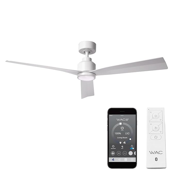 Clean Indoor/Outdoor 3-Blade Smart Compatible Ceiling Fan 52in Matte White with 3000K LED Light Kit ...