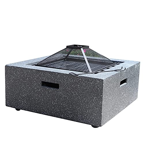 BKSXSOP Mesa de Barbacoa de leña para jardín con fogata Exterior, brasero para Patio Trasero, con Cubierta Protectora Brillante.