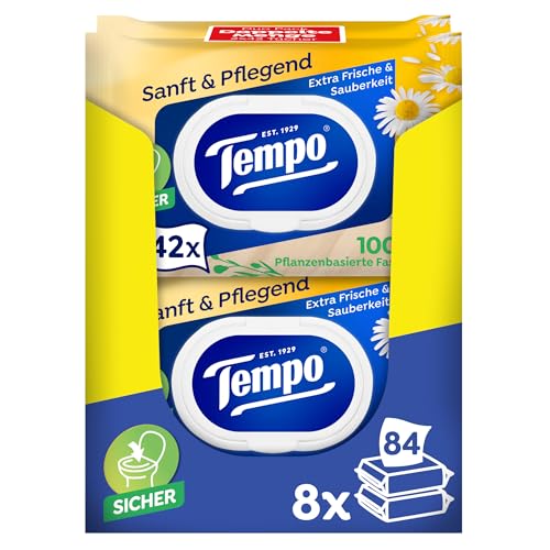 Tempo Feuchte Toilettentücher 'Sanft & Pflegend' - Megapack - 16 Packungen mit je 42 Tüchern - Duo...