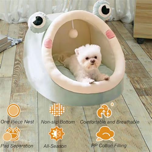 Dog Beds for Small Dogs-Cat Beds for Indoor Cats, Cute Frog Shaped Pet Bed for Puppy and Kitten, Lit Pour Chien with Slip-Resistant Bottom, Bunny Bed - Image 3