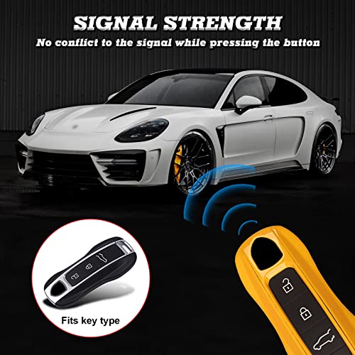 Coque clé de voiture Porsche jaune avec protection complète pour 911 et Cayman - 7