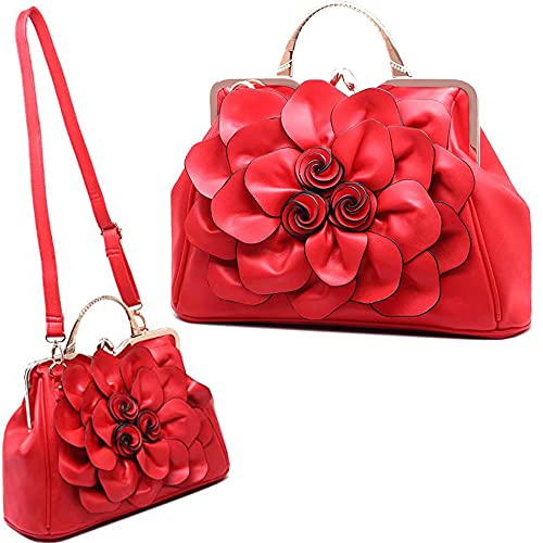 Bolso floral 3D de cuero genuino para mujer estilo tote miniatura 2
