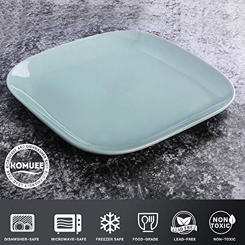 Dinner Plates, KOMUEE Porcelain Square Dinner Plates - 10 Inch - Set of 6, Cool Assorted Colors