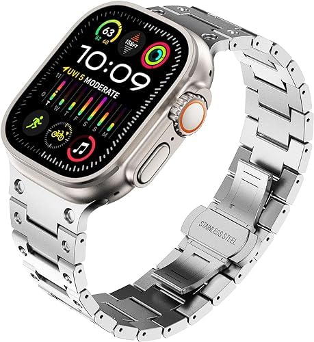 Printme Compatible for Apple Watch Band 42mm 44mm 45mm 49mm, Stainless Steel Metal Belt for iWatch Ultra/Ultra 2 49mm iWatch Series 9/8/7/6/5/4/3/2/1/SE for Men Women
