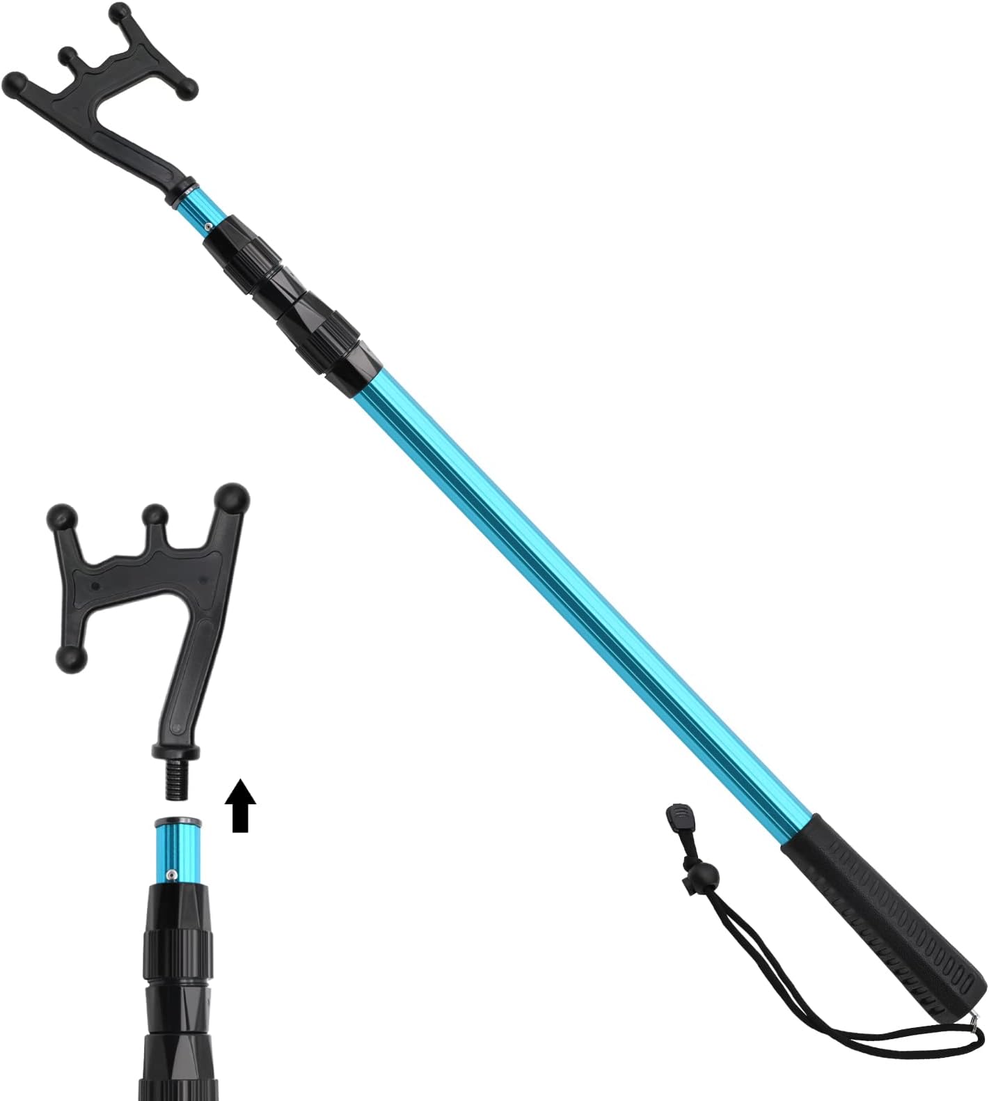 SAN LIKE Telescopic Boat Hook - Floating,Durable,Rust-Resistant with Luminous Bead,Push Pole for Docking Blue,Balck,Camouflage,Grey