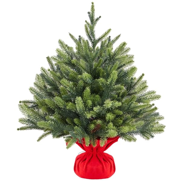 Yaheetech Mini árvore de Natal artificial de mesa de PVC realista com base para casa escritório loja (61 cm)