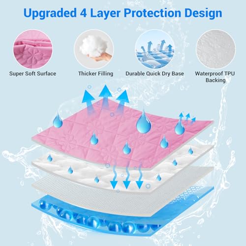 Image of Waterproof Mattress Protector, Noiseless King Size Mattress Pad with Deep Pocket Fitted Up to 2-12 inches, Soft Breathable Bed Mattress Cover Washable for Bedroom, Hotel (1, Pink, King)
