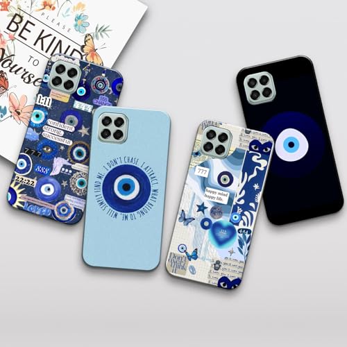 Image of COLORflow Back Cover Compatible with Samsung Galaxy A22 5G | Evil Eye Charm Customized Back Cover Compatible with Samsung Galaxy A22 5G