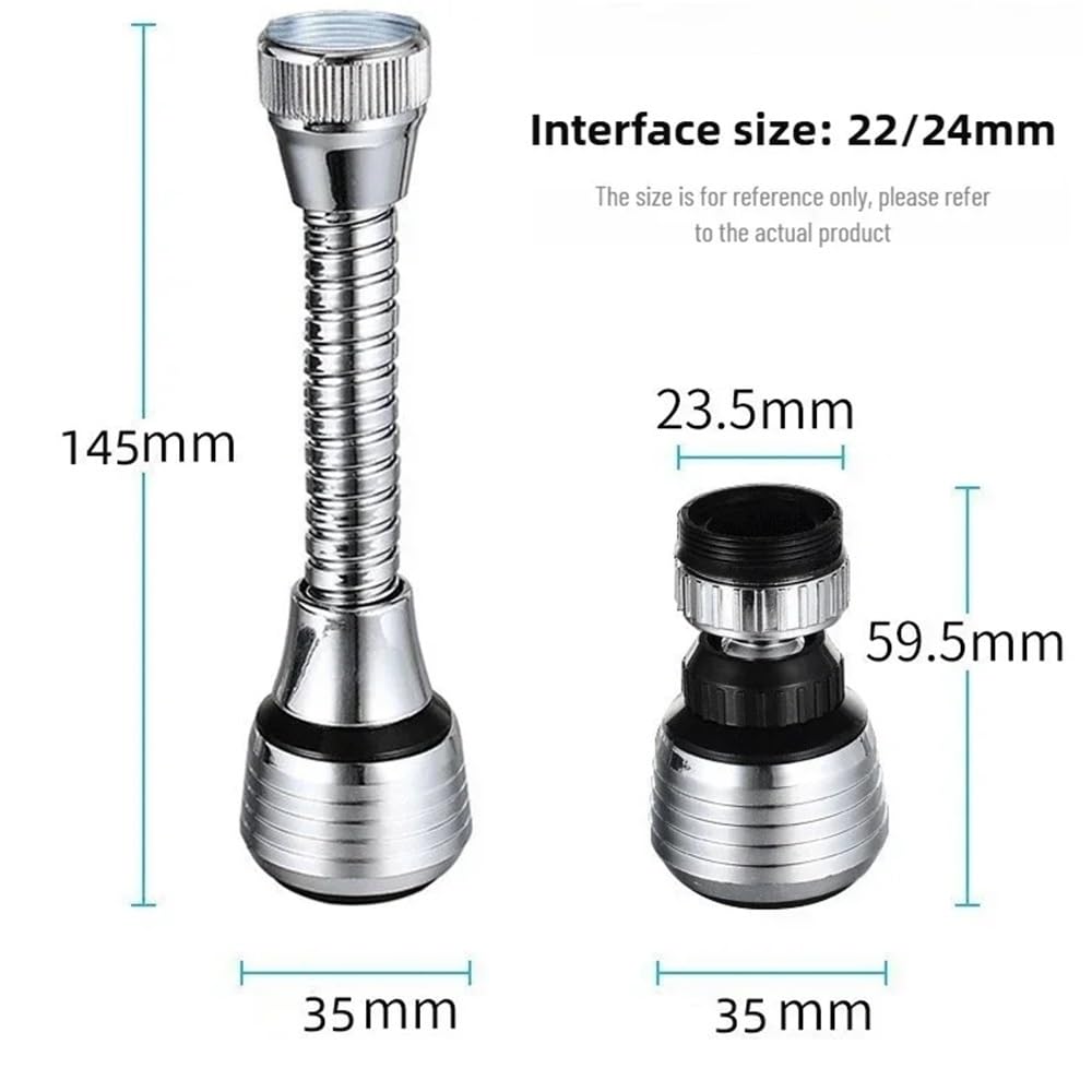 Boquilla para Grifo de Fregadero de Cocina con Extensor Ajustable de 360 Grados, Tubo de extensión para Ahorrar Agua y Filtro para baño (Estilo Largo - 5 Piezas).