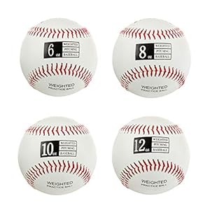 Thorza Weighted Baseballs for Throwing – Training Balls to Help Increase Pitch Velocity – Set of 4 Practice Baseballs Ranging from 6oz to 12oz