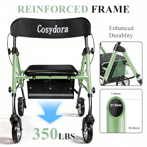 Image of Cosydora Rollator Walkers for Seniors with Seat, 15 Lbs Ultra Lightweight