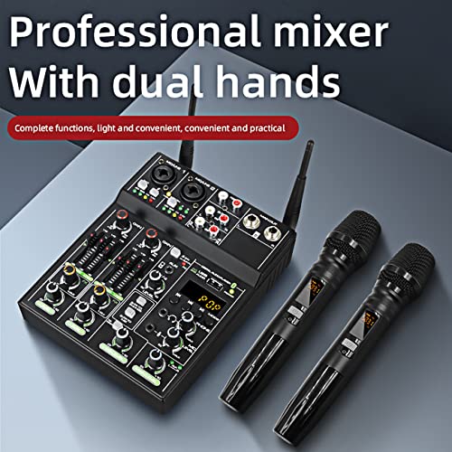 Depusheng Uf4-M Studio Audio Sound Mixer Board - 4 Channel Bluetooth Compatible Professional Portable Digital Dj Mixing Console With Wireless Microphone - Mixing Boards For Studio Recording #TOP1