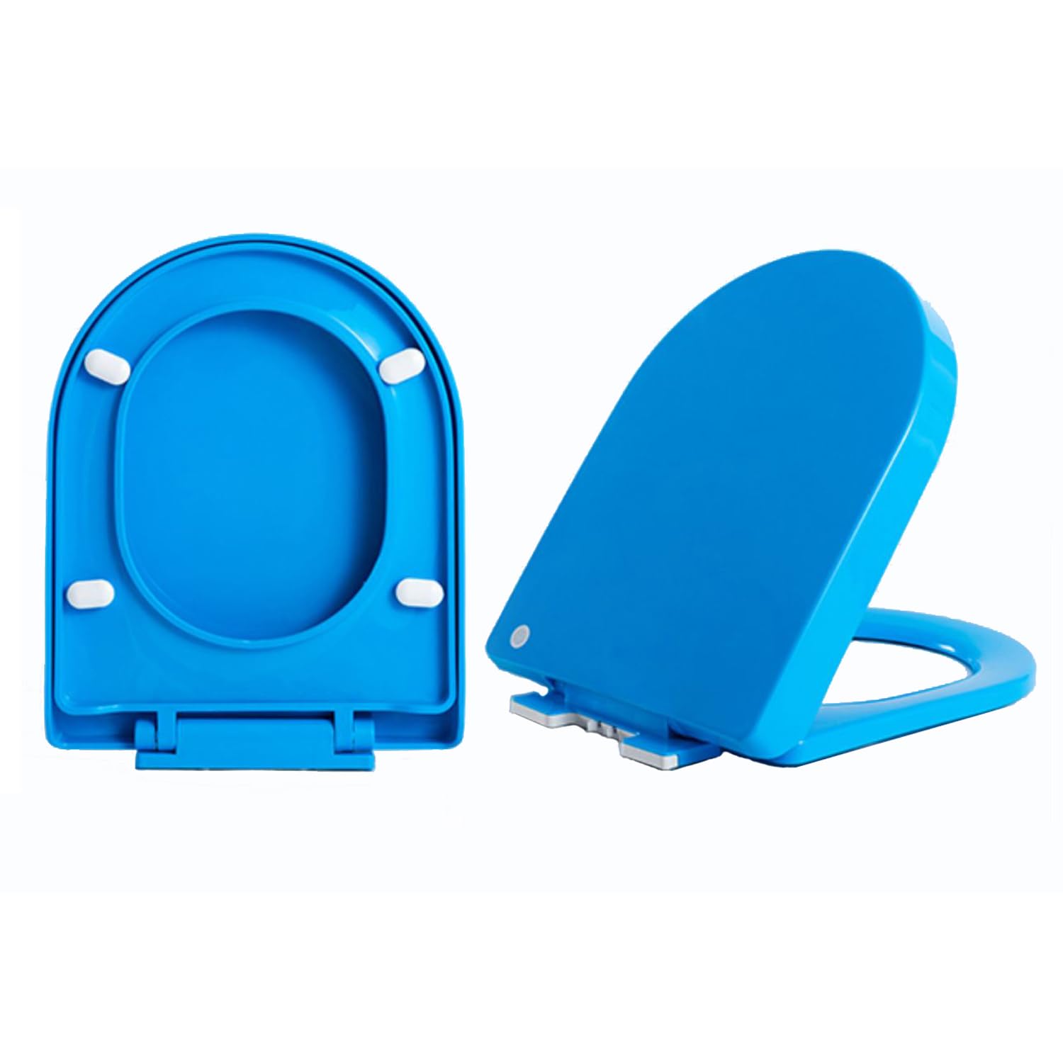 Blue d-Shape Toilet seat Soft Close Quick Release Thickened pp Adjustable Hinges Easy Clean, Toilet, Soft, Close, Blue, Quick, Shape, Release, seat, Lightweight