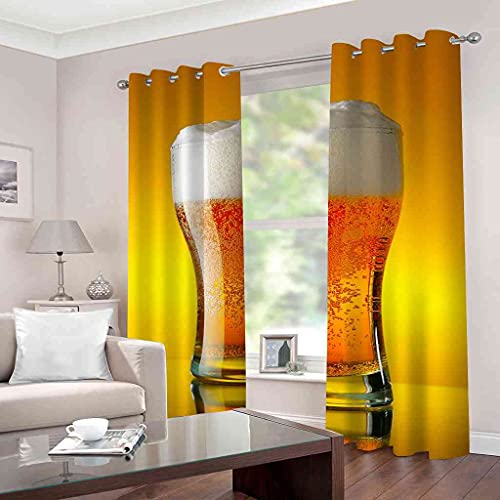 Rideau occultant à oeillets polyester jaune 264x160 cm - 3