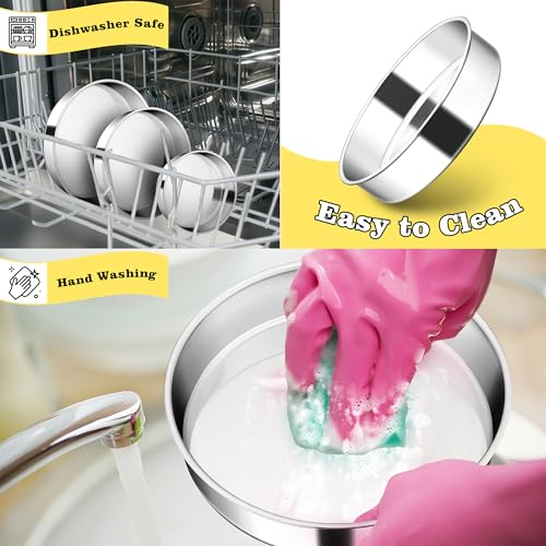 Cake Pan Set, HaSteeL 3 Pcs Stainless Steel Round Cake Pans, Non-Stick Cake Baking Pans for Birthday Wedding Layer Cakes, Fit in Pot Pressure Cooker Air Fryer, Non-Toxic, Dishwasher Safe by HaSteeL - Image 7