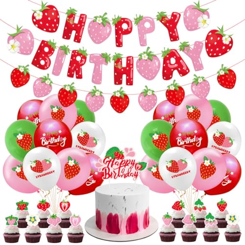 54% Off Strawberry Birthday Party Decoration Set with Balloons