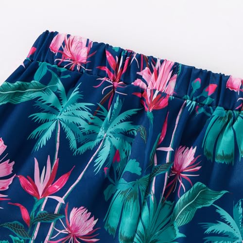 Image of Weixinbuy Boys Summer Outfits Short Sleeve Hawaiian Shirt and Shorts Vacation Set for Kids Summer Clothes Set